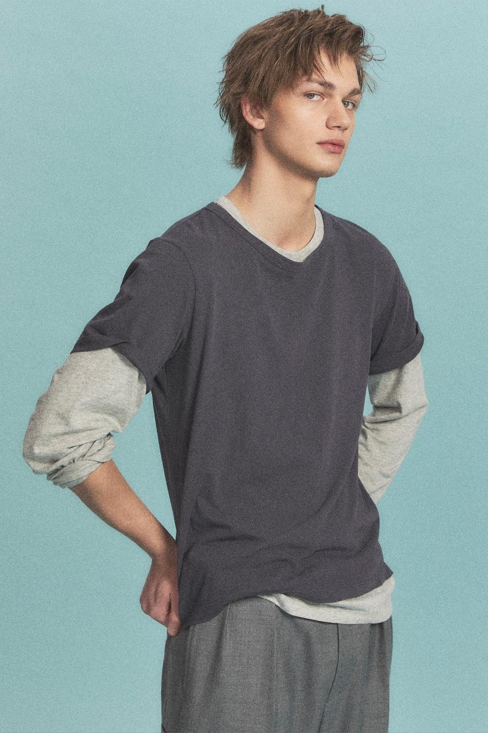 LAYERD T-SHIRTS SET CHARCOAL