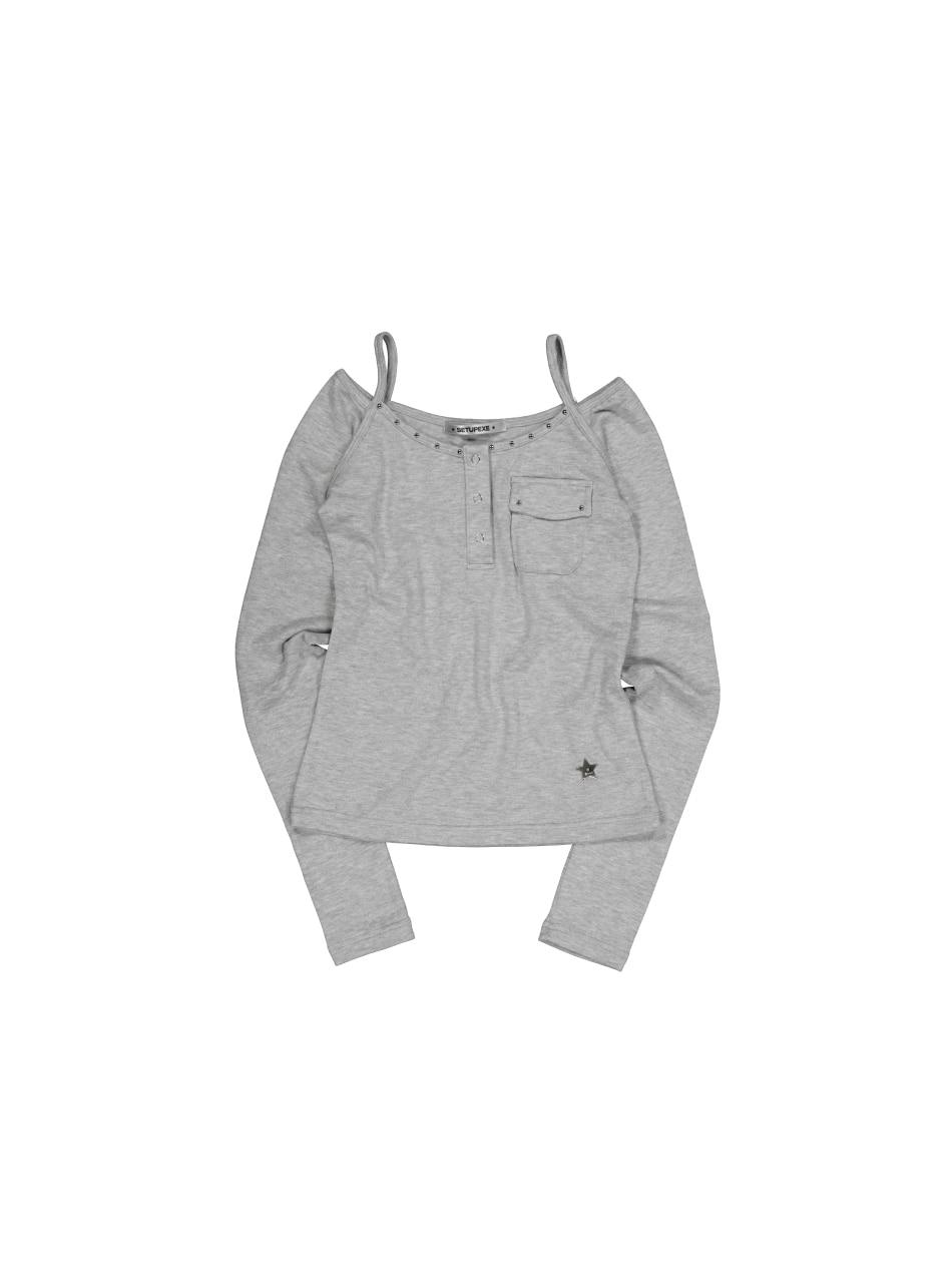 SLEEVELESS LAYERED TOP / MELANGE GRAY