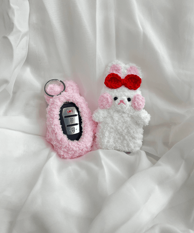 쵸미 토끼 차키케이스 스마트키케이스 뜨개케이스 새차선물 생일선물 맞춤제작 인형케이스 어버이날선물 커플 차키링
