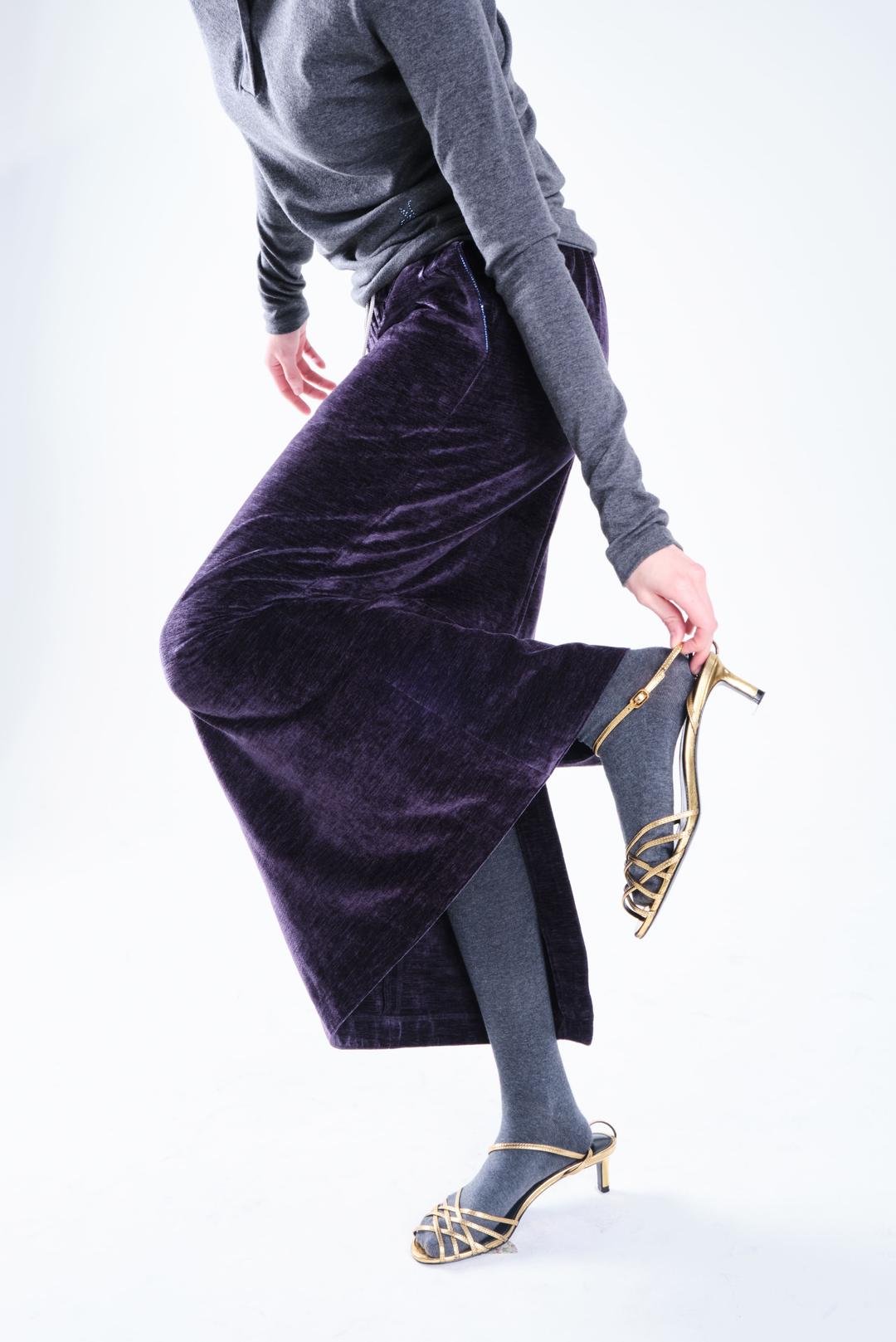 Velvet Maxi Skirt_Navy