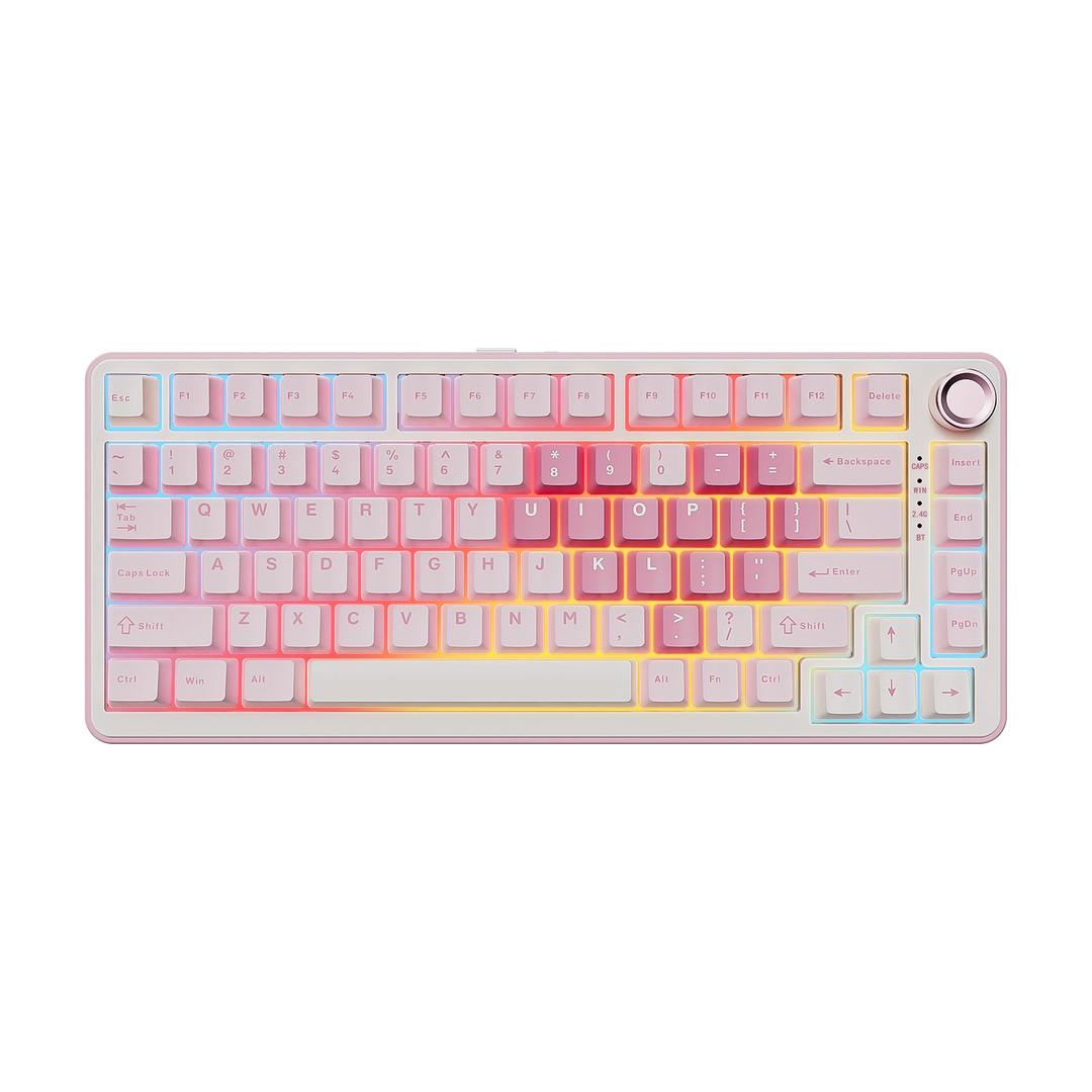 YUNZII B75 Pro Pink Wireless Mechanical Keyboard - Pink / Milk V2 Switch