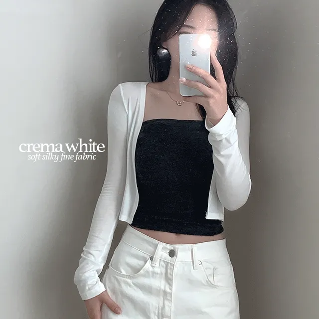 [필수템/여리핏💕] 청순 살랑 살랑 기본 미디 크롭 볼레로 가디건