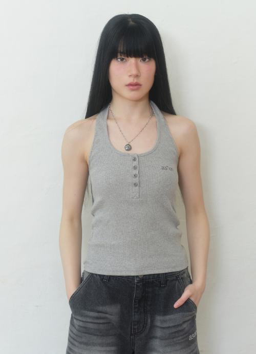 POUND HALTER SLEEVELESS / GRAY