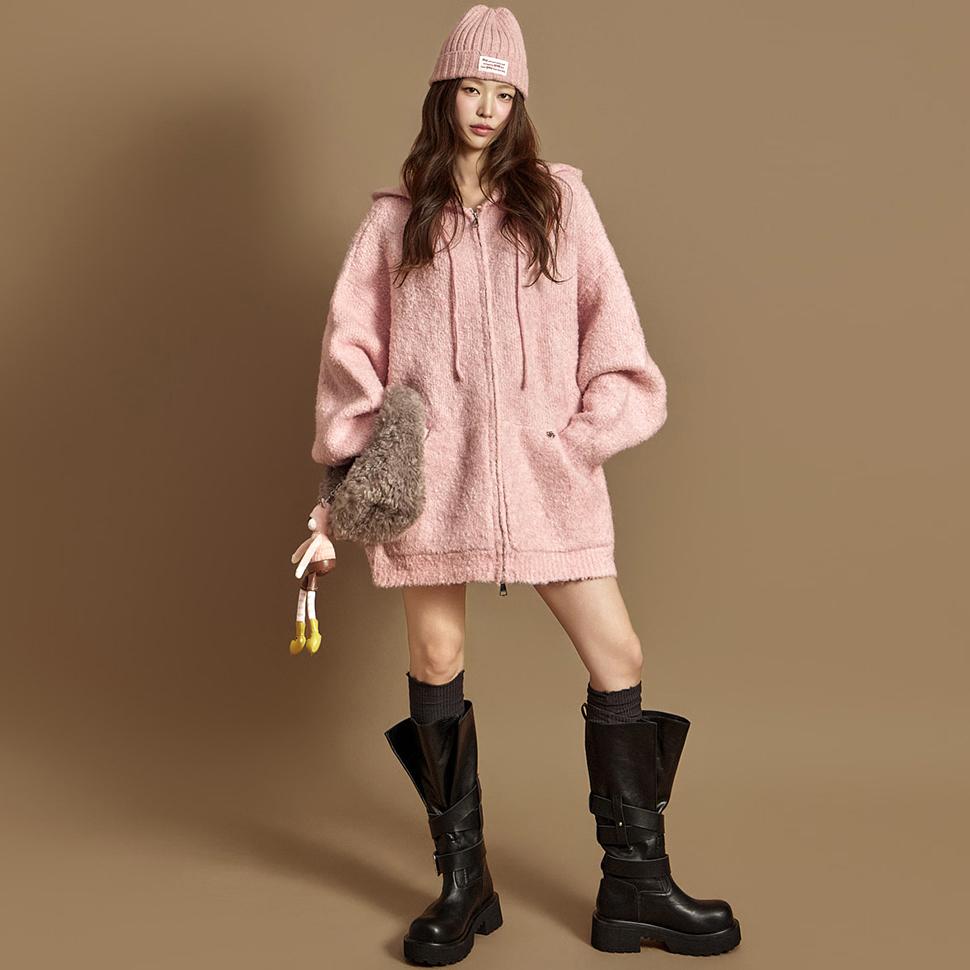 J2943 소프트 부클 울 후드 집업