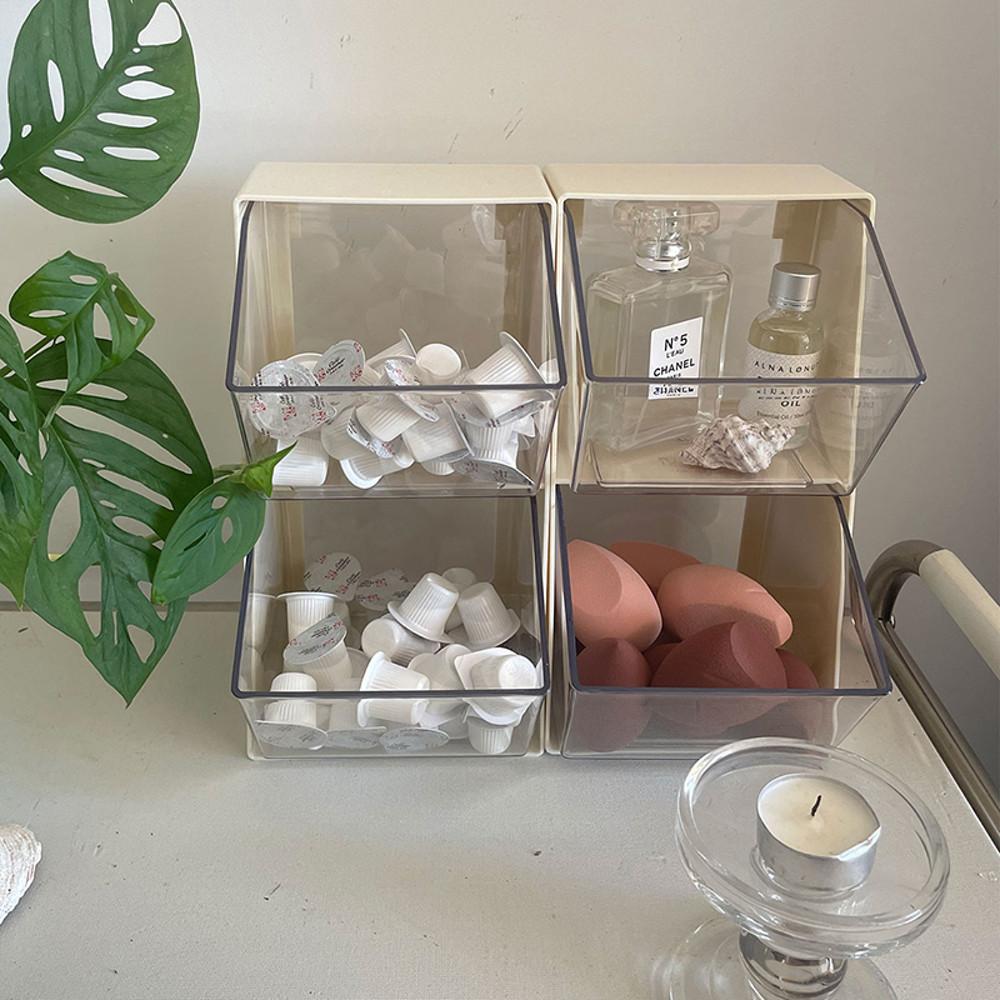 수심 스토리지 박스 티백 보관함 캡슐 정리함 주방 화장품 2단 사무실 커피 간식 쿠션