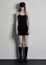 BUTTON SLEEVELESS DRESS, BLACK