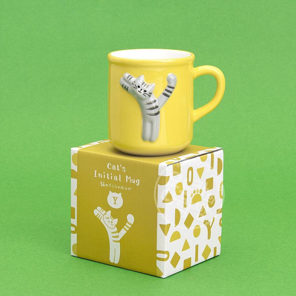 [데꼴] 고양이 알파벳 머그 Y 옐로우