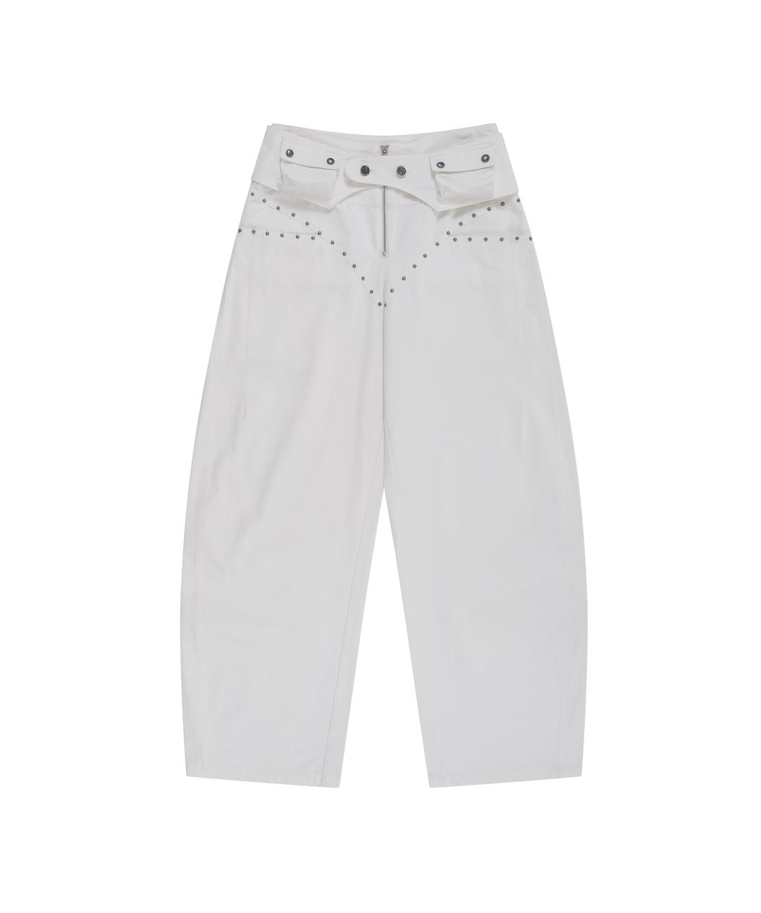 Belt Rivet Oval Pants Off White