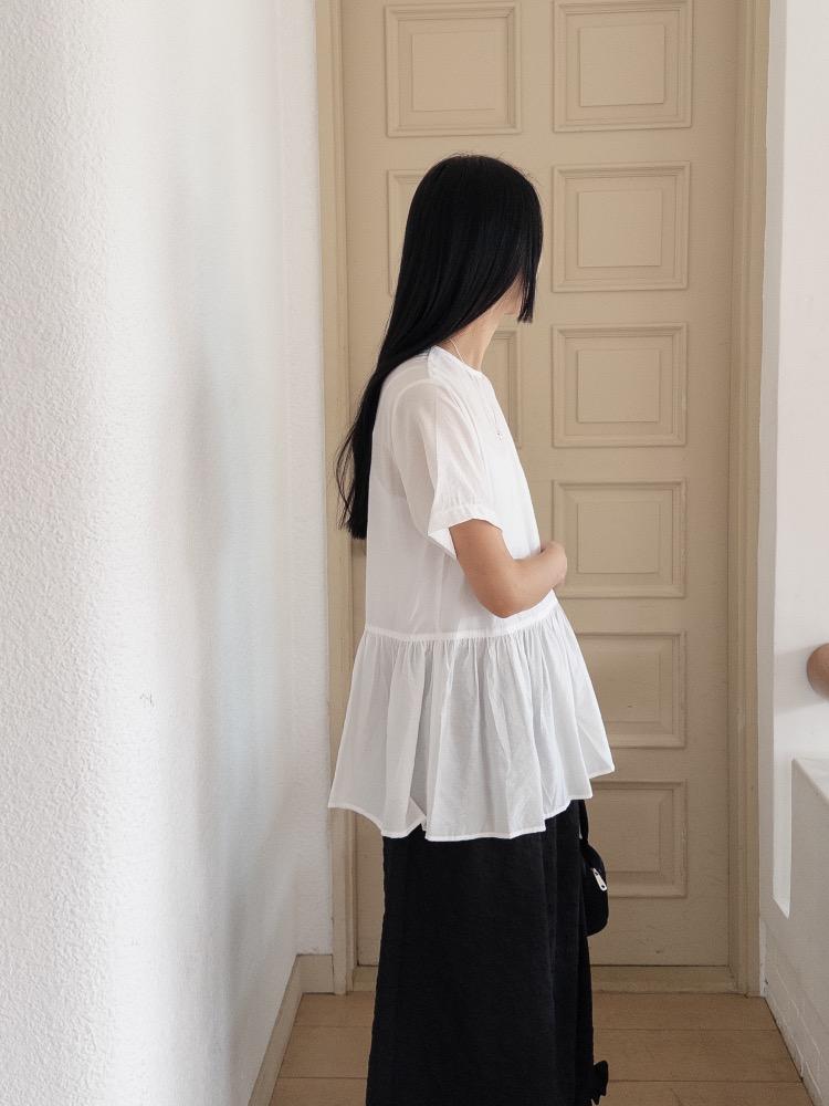 Back button sheer blouse