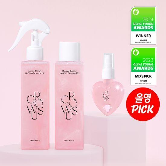 [2024 어워즈/2년 연속수상] 그로우어스 데미지 노워시 트리트먼트 250ml 더블 기획(+키링용기 증정)