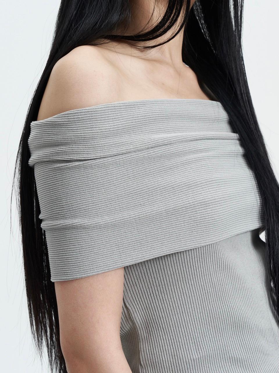 OFF-THE-SHOULDER TOP, GREY BEIGE (5/31~)