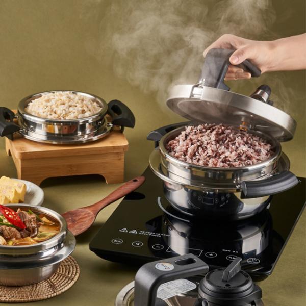 인기! 미니 압력 밥솥 1L/2.2L + 대나무 받침대