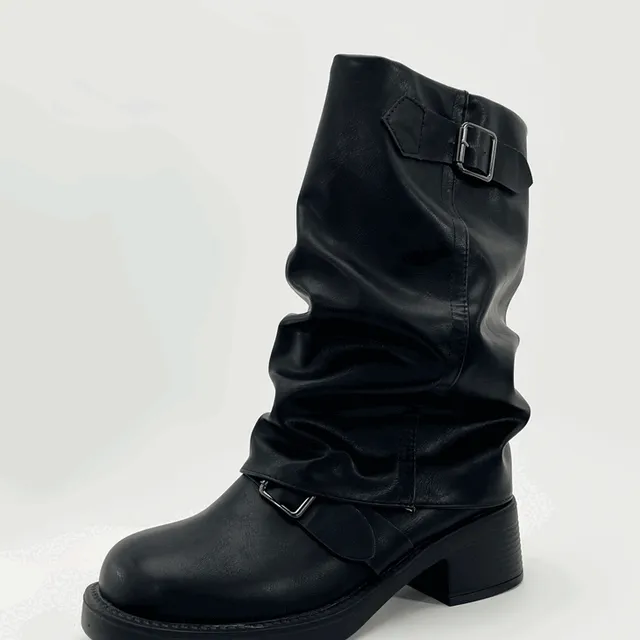 [2color] 레더 워머 버클 통굽부츠