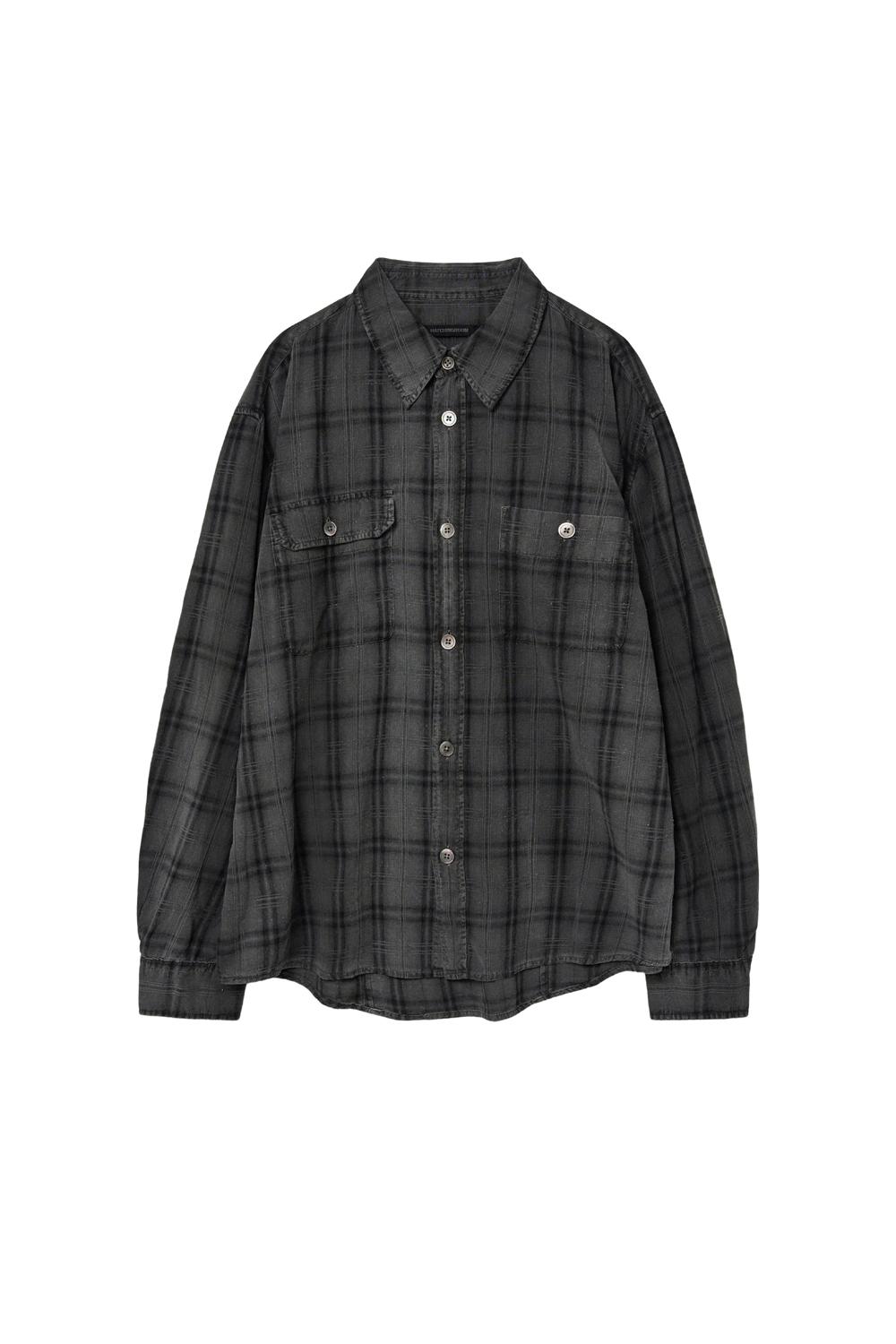 2Pk Shirt Long Over Dyed Check Grey