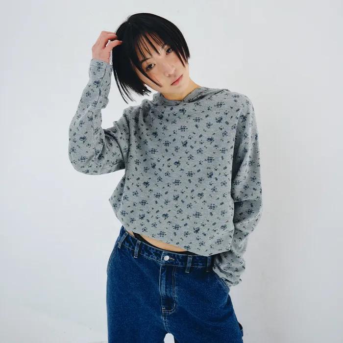 [2차] WAFFLE HOOD, FLORAL GRAY