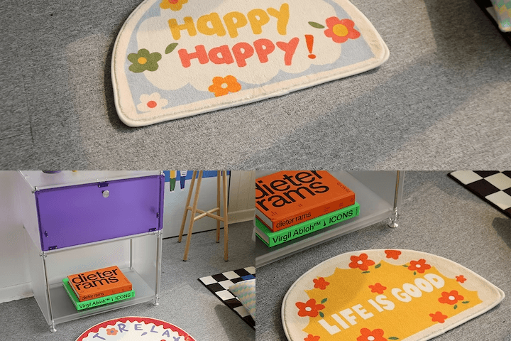 플라워 반달형 겨울 인테리어 화장실 현관 주방 도어 미니 러그 카페트 발 매트 3type