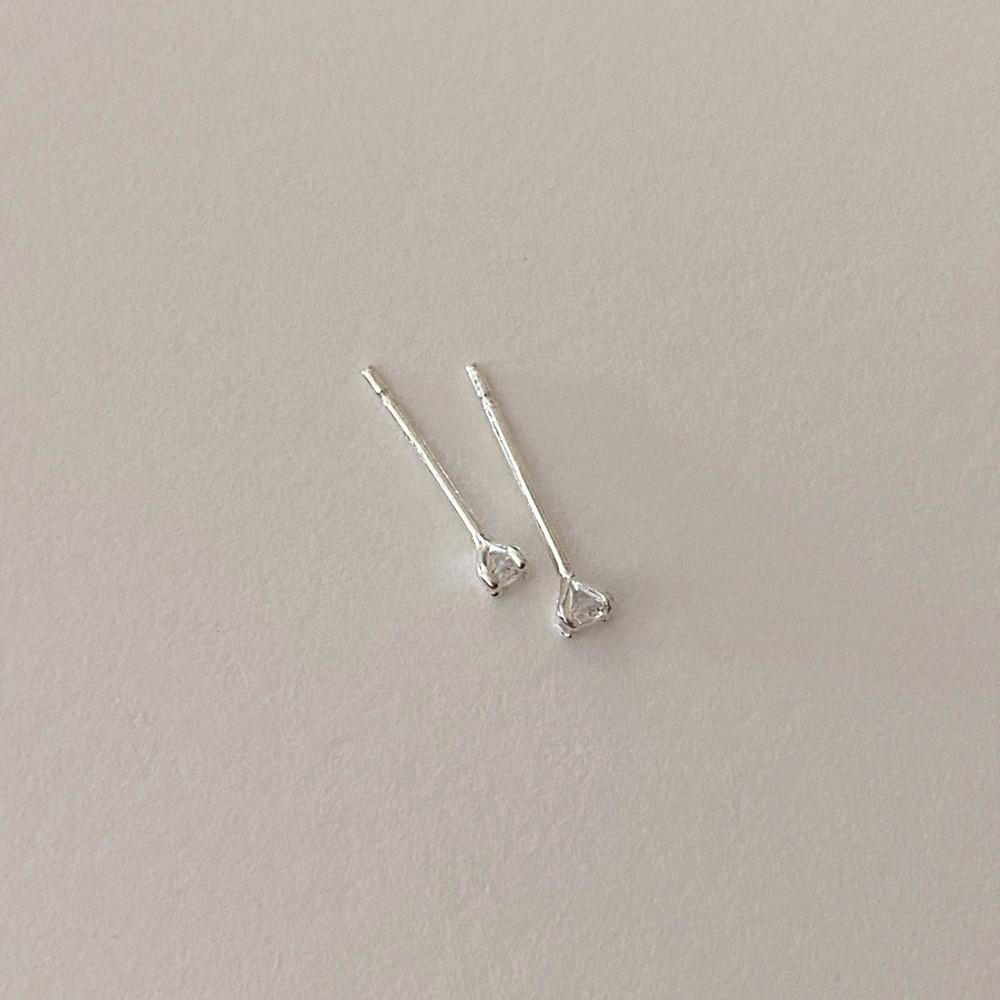 925실버 2mm 미니큐빅 은귀걸이