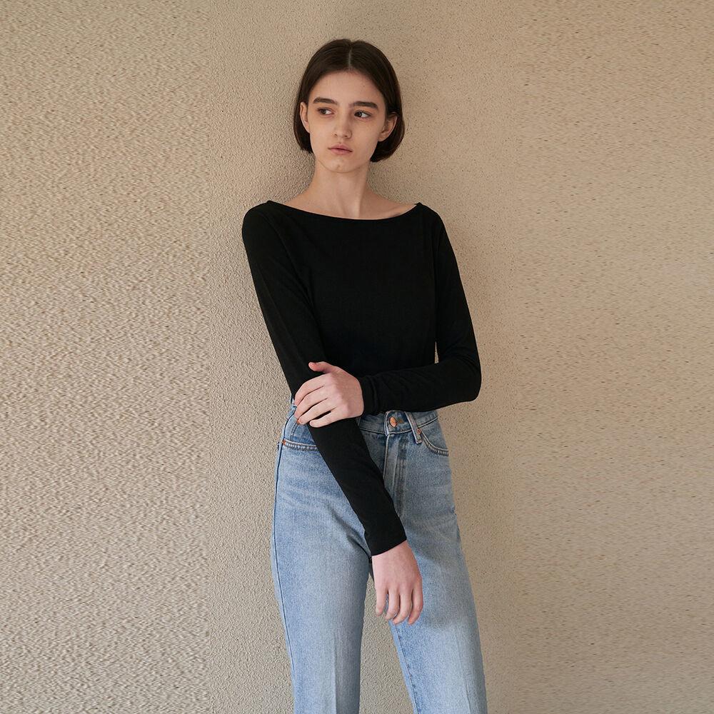 Daily boat neck tee - black