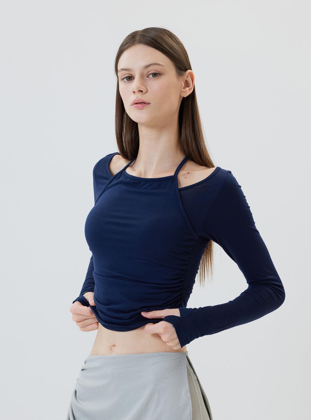 [NEW] 발레리아 홀터넥 레이어드 롱슬리브  Valeria halter neck layered long sleeve (4color)