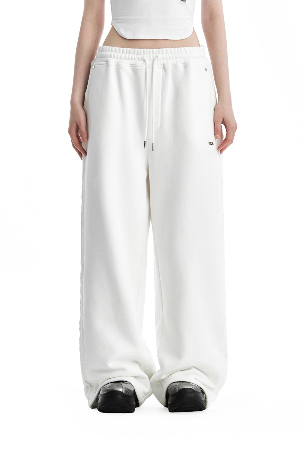 TMB Raw Cut Sweat Set-Up Pants [ White ]
