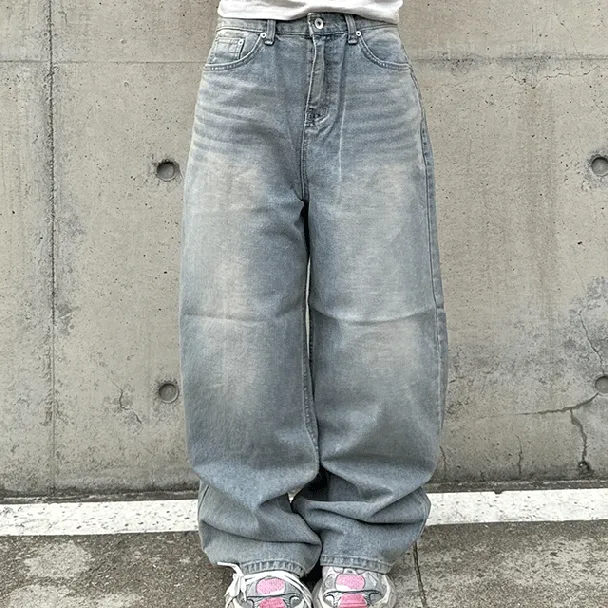 [Unisex] 와이드 샌드 워싱 데님 팬츠