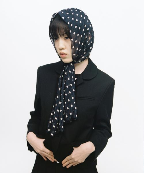 DOT SHEER PATTERN SCARF, NAVY