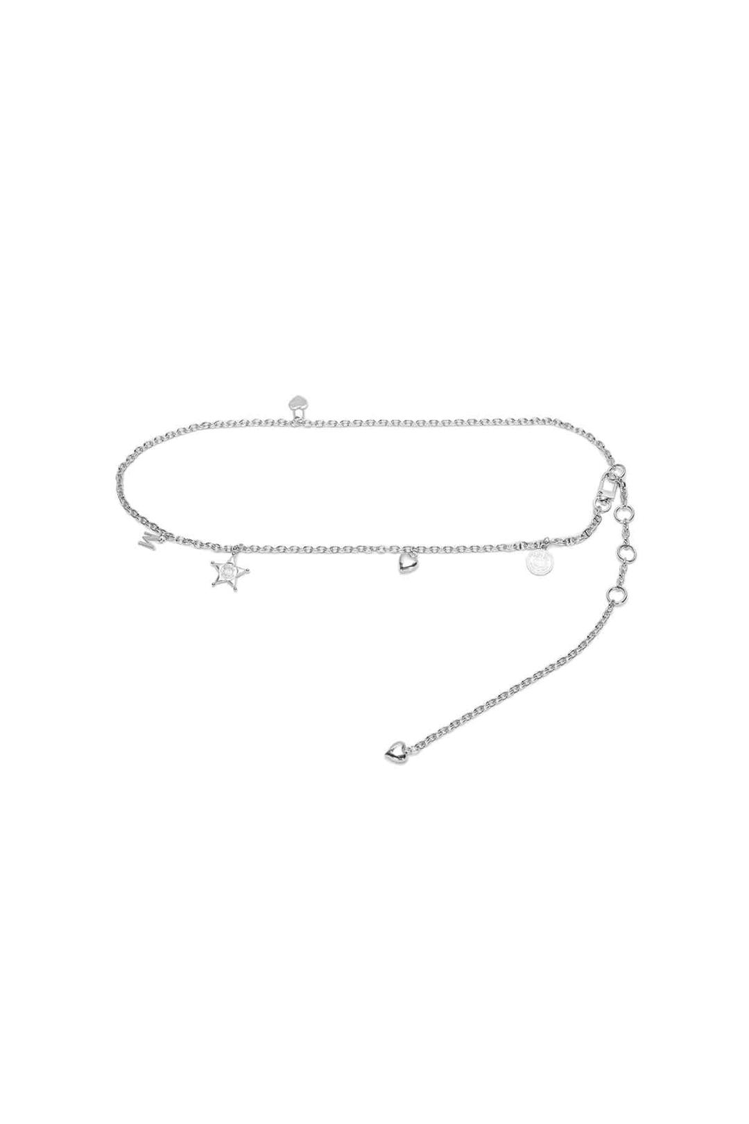 HEART PENDANT CHAIN BELT IN SILVER