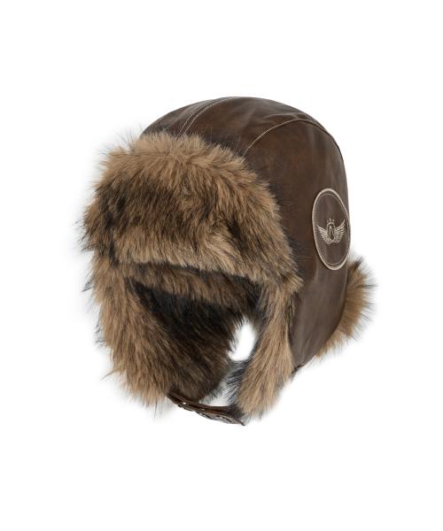 Biker Leather Earflap Hat (Brown)