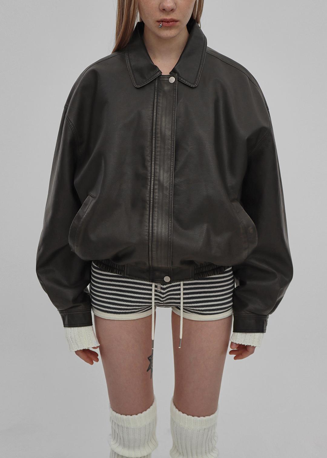 블랙업 [✨봄신상][MADE] 레텔론 워싱 레더 점퍼