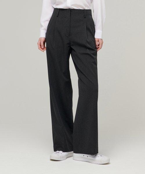 우먼즈 웨이스트밴들리스 와이드 슬랙스 [차콜 그레이]