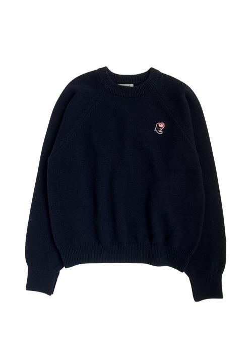 [20%]RAGLAN BUTTON KNIT_NAVY