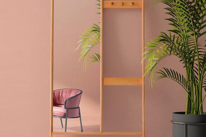 이셸 오크 스탠드 옷걸이 원목 드레스룸 행거 전신거울