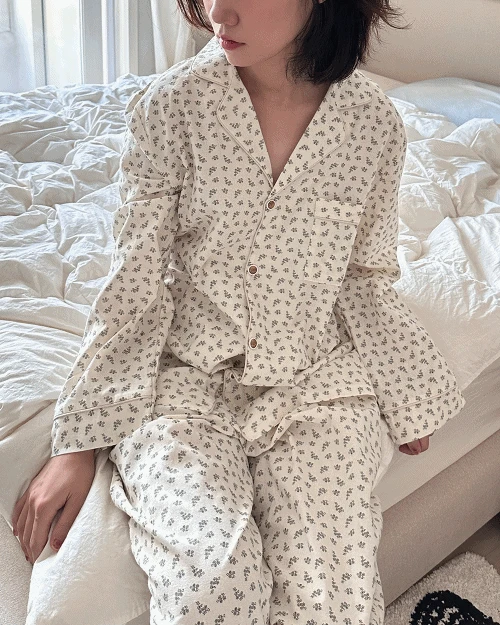 [unisex] 유르 면 긴팔 파자마 set - 2 size