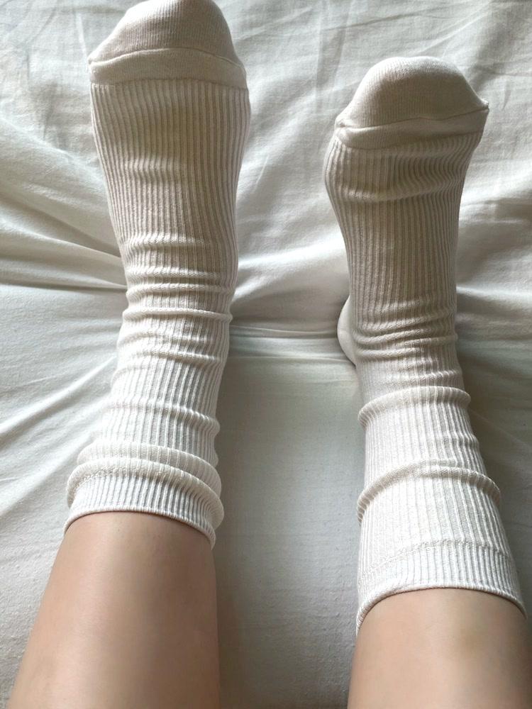 [국산] 프렌치 빈티지 긴목 두꺼운 골지 양말 (15cm) / 화이트, 블랙