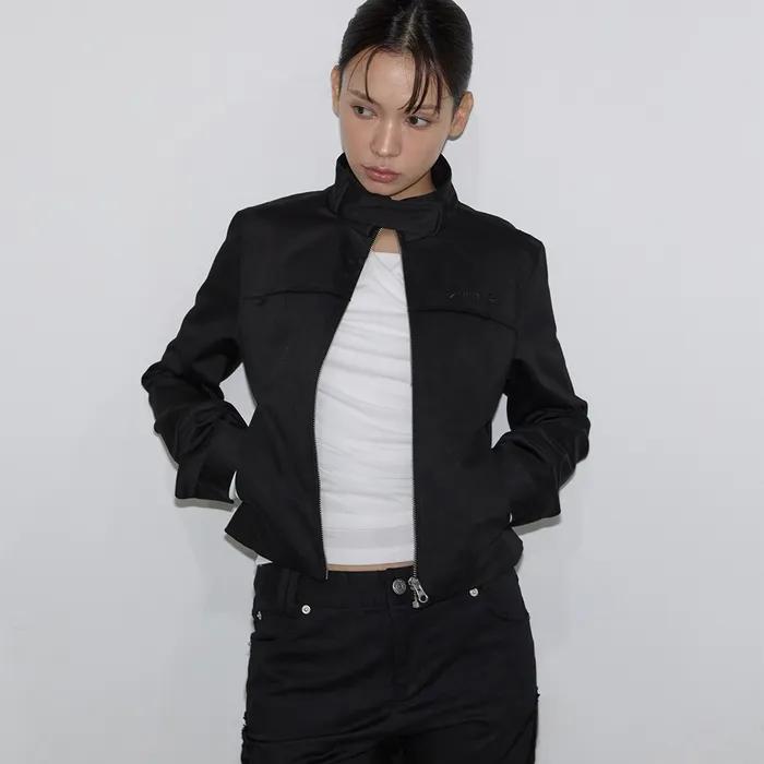 High Neck Raw Cut Jacket (black)