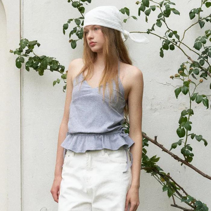 peplum halter top (melange)