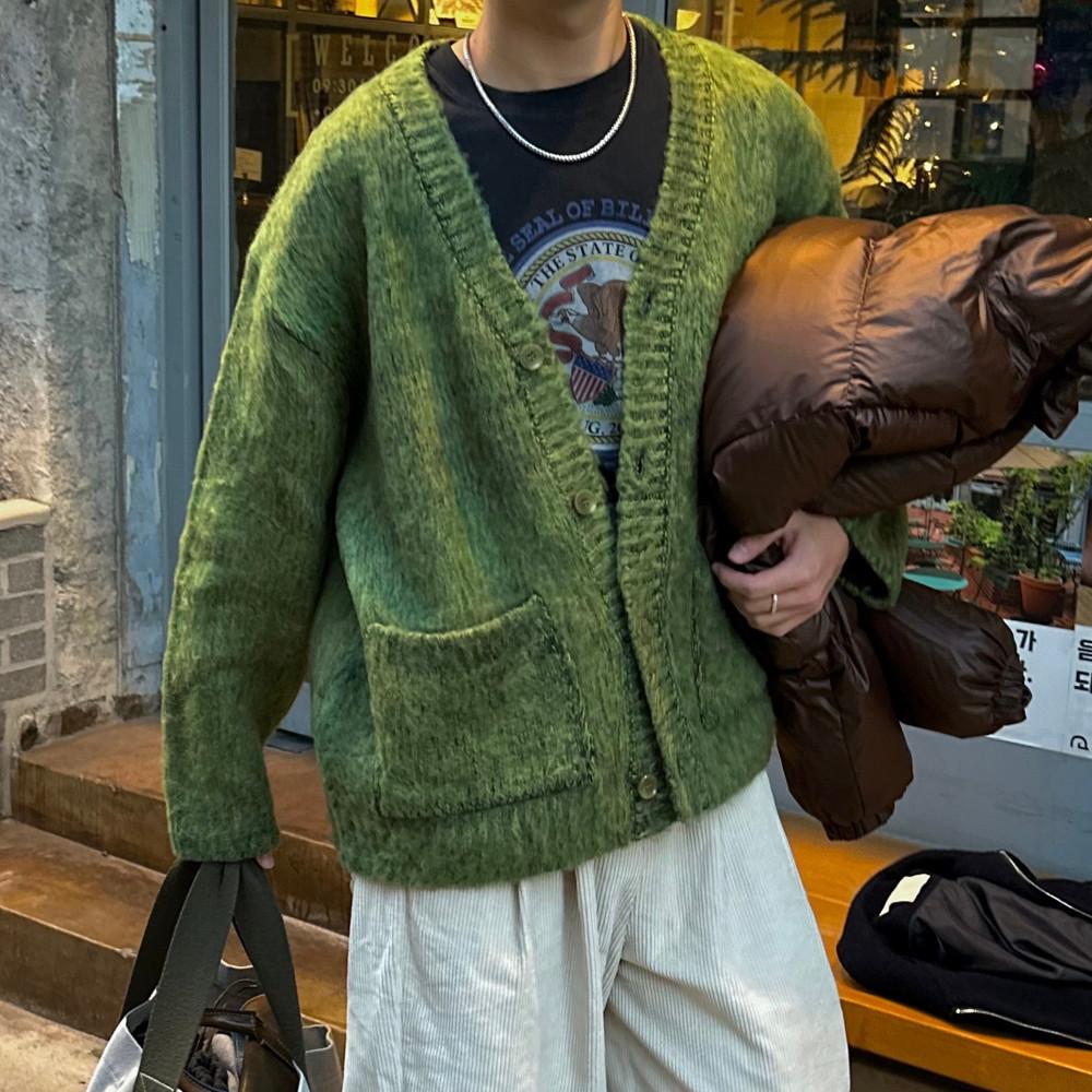 남자오버핏가디건 남자모헤어가디건