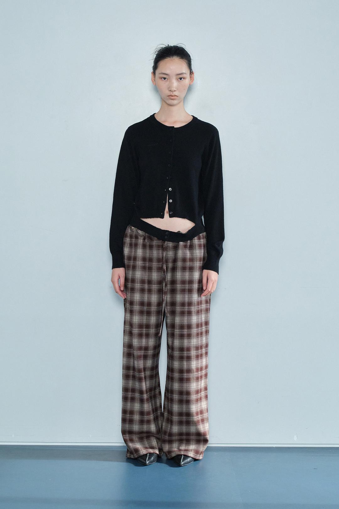 CHECK BANDING PANTS / BROWN
