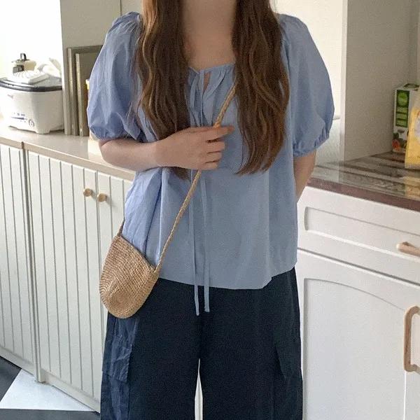 [러블리룩&퍼프소매]민디즈 리본 블라우스