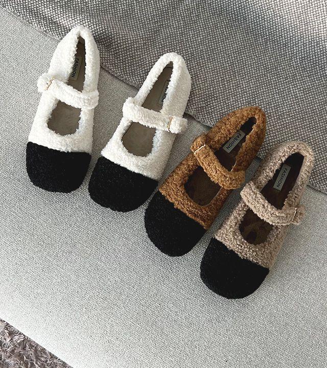 [당일발송]  발편한 겨울 털신 모카신 뽀글이메리제인 털로퍼 뽀글이슈즈 솜뭉