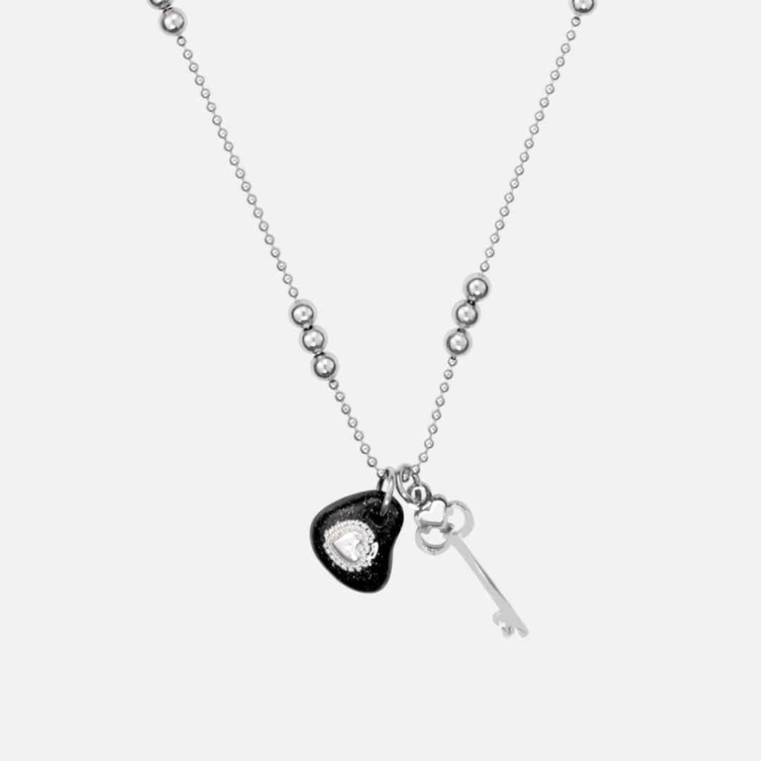 huge love key necklace-silver