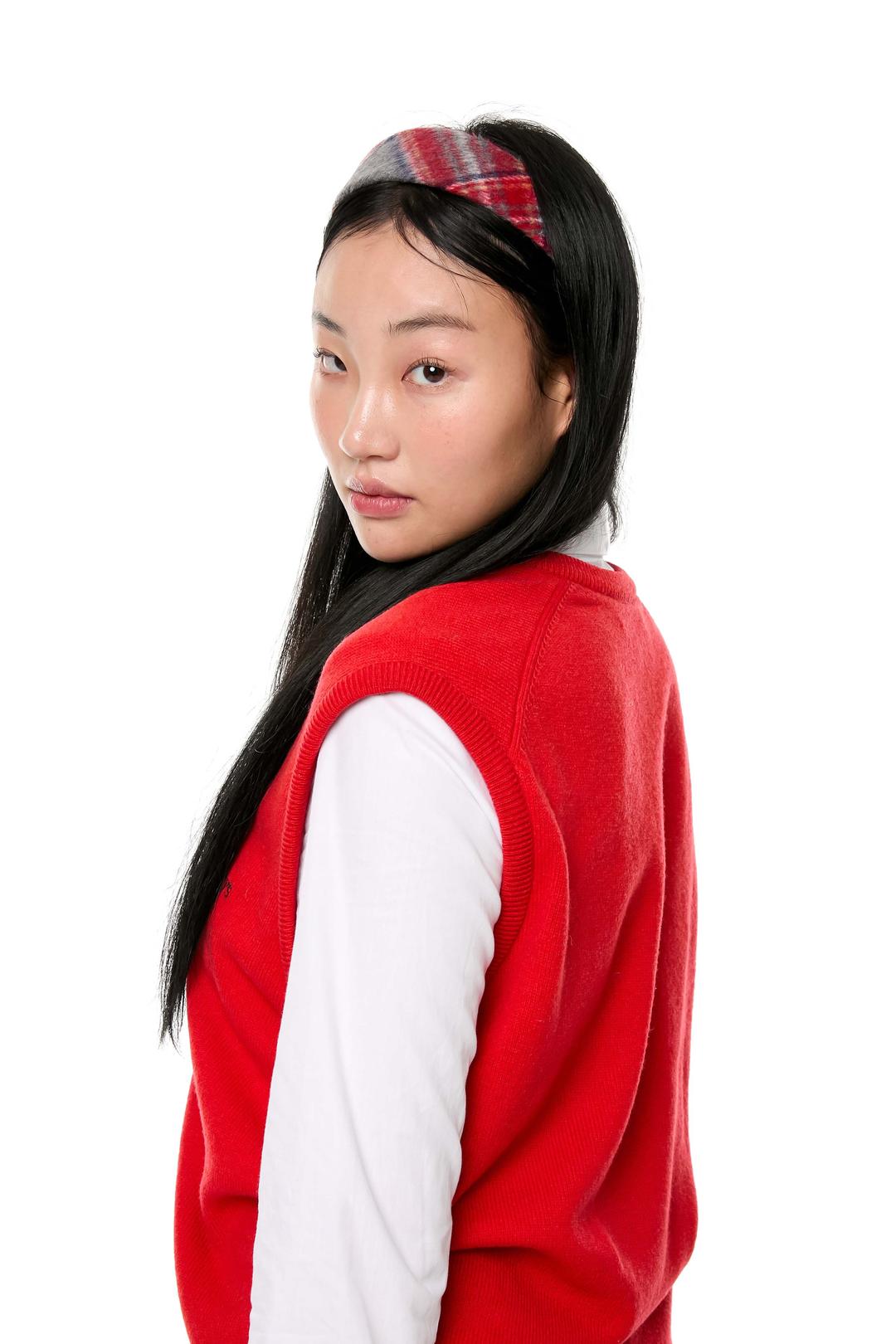 CHECK HAIRBAND / GREY