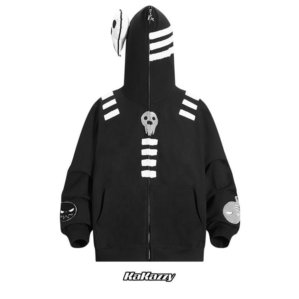 KAKAZZY 카카지 블랙 스트라이프 후드 티셔츠 자켓 집업 오버핏 커플