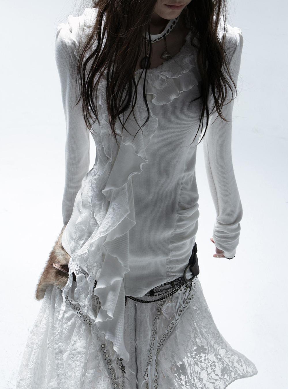 Romantic Frill-Layer Knit Top (2color)