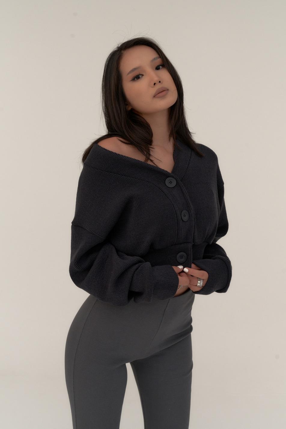 CROP KNIT CARDIGAN NAVY