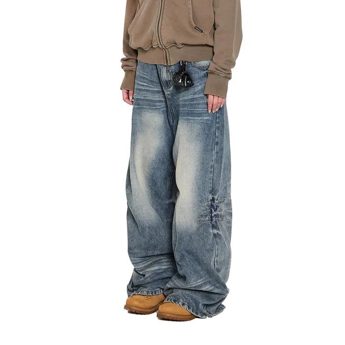 Washed Zipper Slit Denim Pants (Sky Blue)