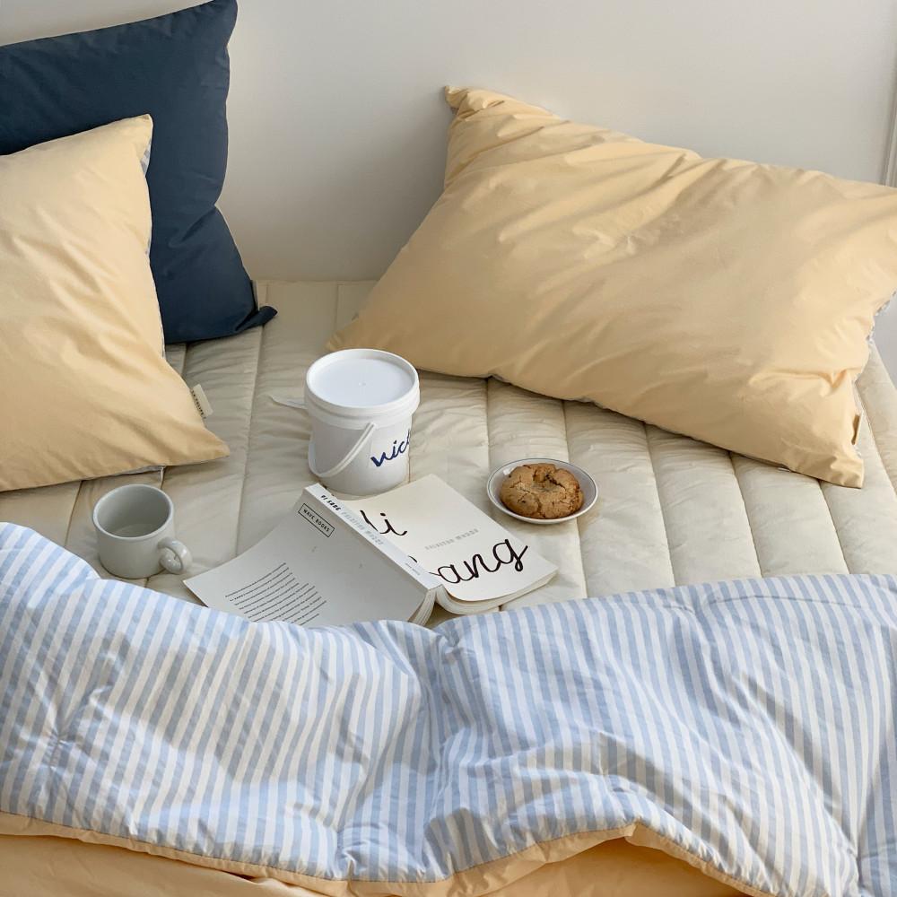 [라튤립] 마레 스트라이프 체온조절 먼지없는 양면 차렵이불 SS/Q/K 3 컬러