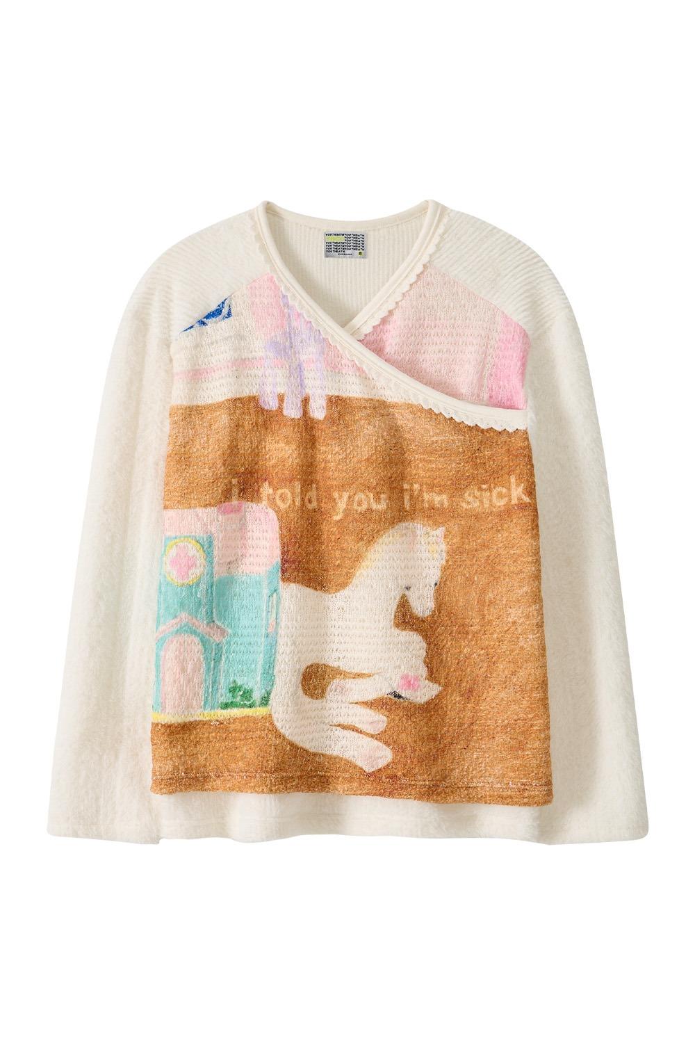V-Neck Lace Knit Long Sleeve_Cream Horse  [예약 배송 12월04일 순차 발송]