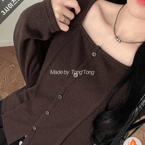 ~99까지 절개포인트 단추 가디건 티셔츠 [빅사이즈/통통제작]