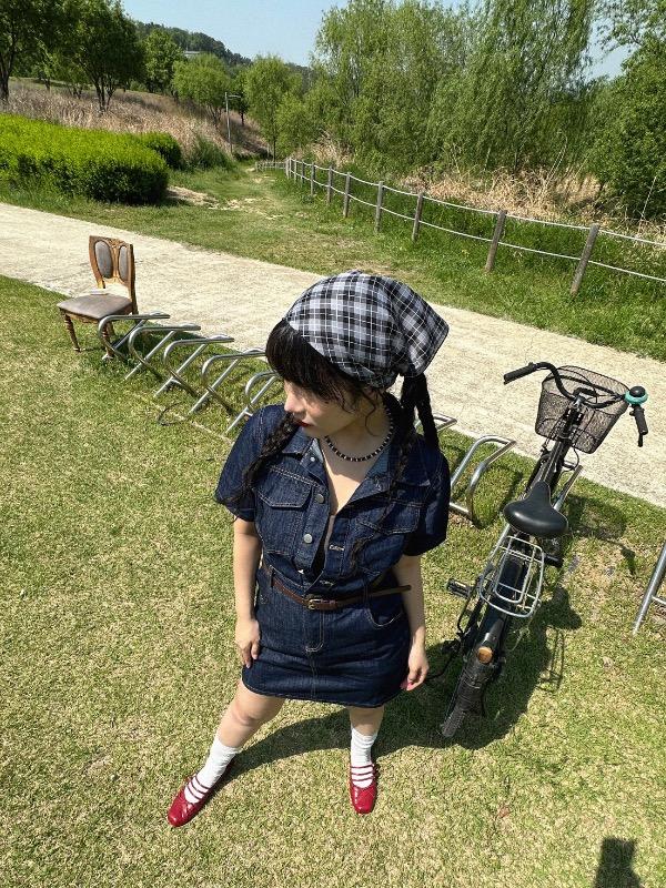 ROLL UP DENIM MINI DRESS WITH BELT SET